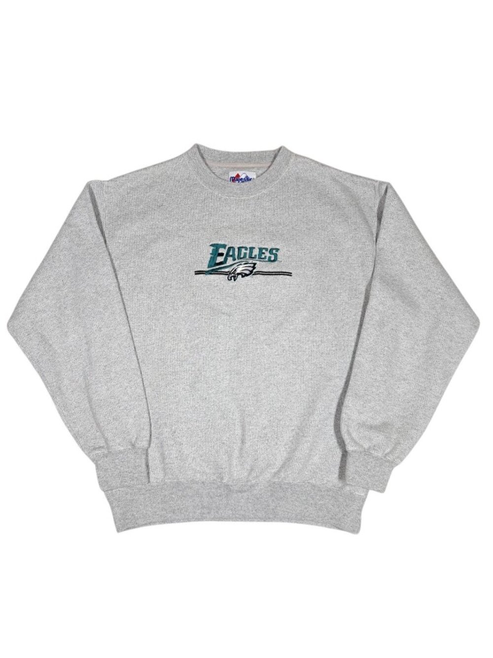 Philadelphia Eagles Mens 90s Sweatshirt Gray Medium Embroidered Majestic NFL Vtg